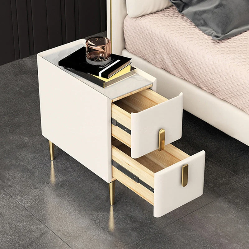Mesita de noche moderna con 2 cajones, 19,7 pulgadas de alto Amarillo Clearhalo