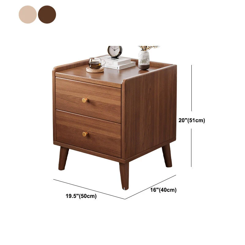 Mesita de noche moderna con cajones y almacenamiento, mesita de noche de madera fabricada Cafe Clearhalo