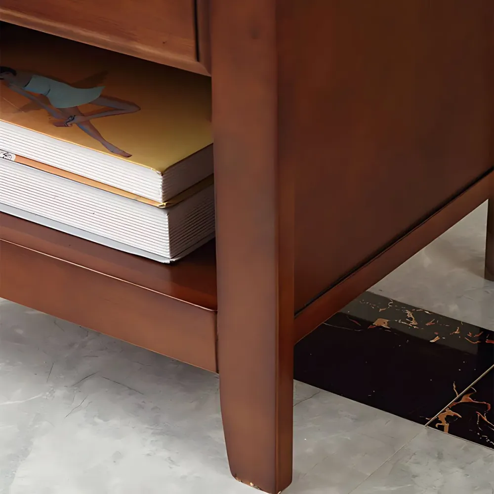 Mesita de noche moderna con cajones incluidos, mesa de noche de madera de caucho para dormitorio Madera Clearhalo