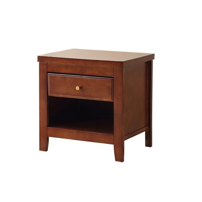 Mesita de noche moderna con cajones incluidos, mesa de noche de madera de caucho para dormitorio Madera Clearhalo