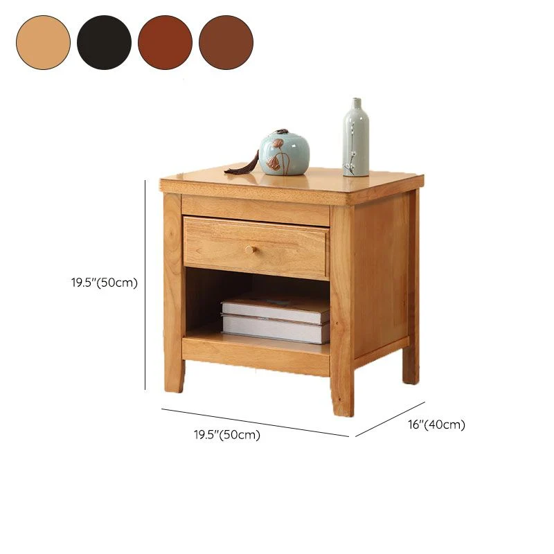 Mesita de noche moderna con cajones incluidos, mesa de noche de madera de caucho para dormitorio Madera Clearhalo
