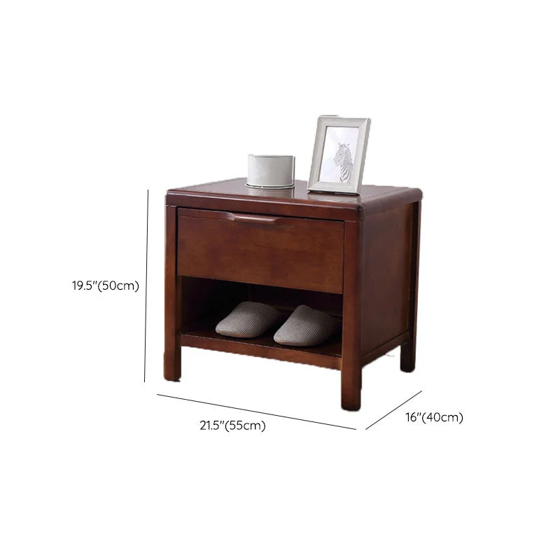 Mesita de noche moderna con cajones incluidos, mesa de noche de madera de caucho para dormitorio Madera Clearhalo