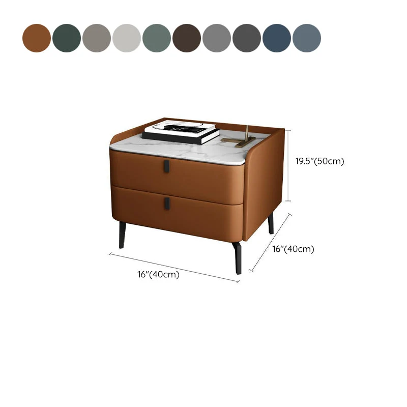 Mesita de noche moderna con 2 cajones, mesa decorativa, acabado antiguo, mesita de noche para cama Azul Clearhalo