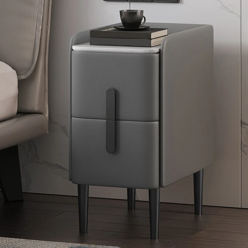 Mesita de noche moderna con 2 cajones, mesa decorativa, acabado antiguo Negro Clearhalo