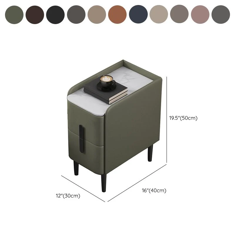 Mesita de noche moderna con 2 cajones, mesa decorativa, acabado antiguo Negro Clearhalo