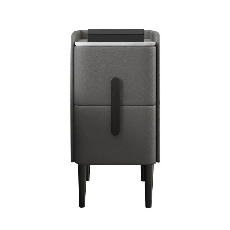Mesita de noche moderna con 2 cajones, mesa decorativa, acabado antiguo Negro Clearhalo