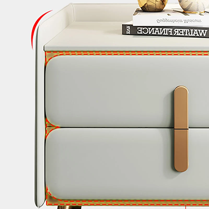 Mesita de noche moderna con cajones, mesita de noche de pino y piel sintética para dormitorio Gris Clearhalo