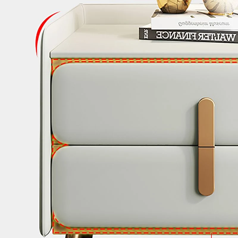 Mesita de noche moderna con cajones, mesita de noche de pino y piel sintética para dormitorio Gris Clearhalo