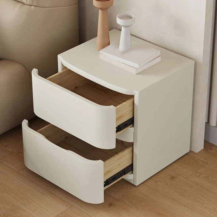 Mesita de noche moderna con cajones de pino incluidos, mesa de noche para dormitorio Gris Clearhalo