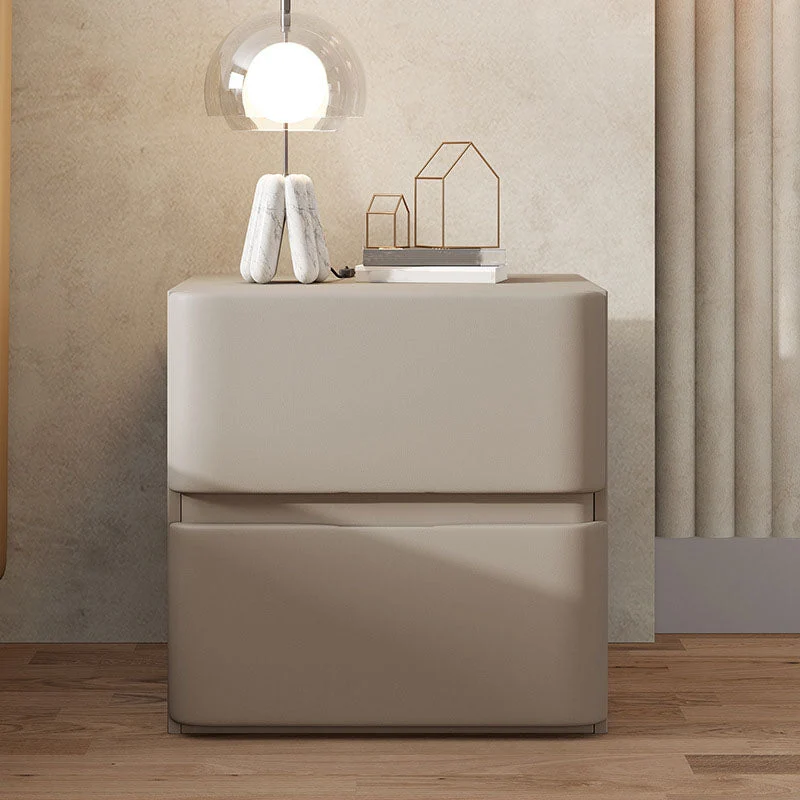 Mesita de noche moderna con cajones de pino incluidos, mesa de noche para dormitorio Gris Clearhalo