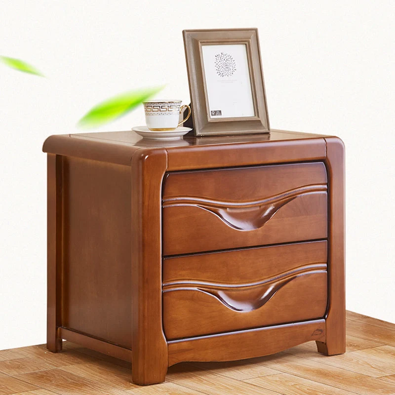 Mesita de noche moderna con mesita de noche de madera y cajones Naturales Clearhalo