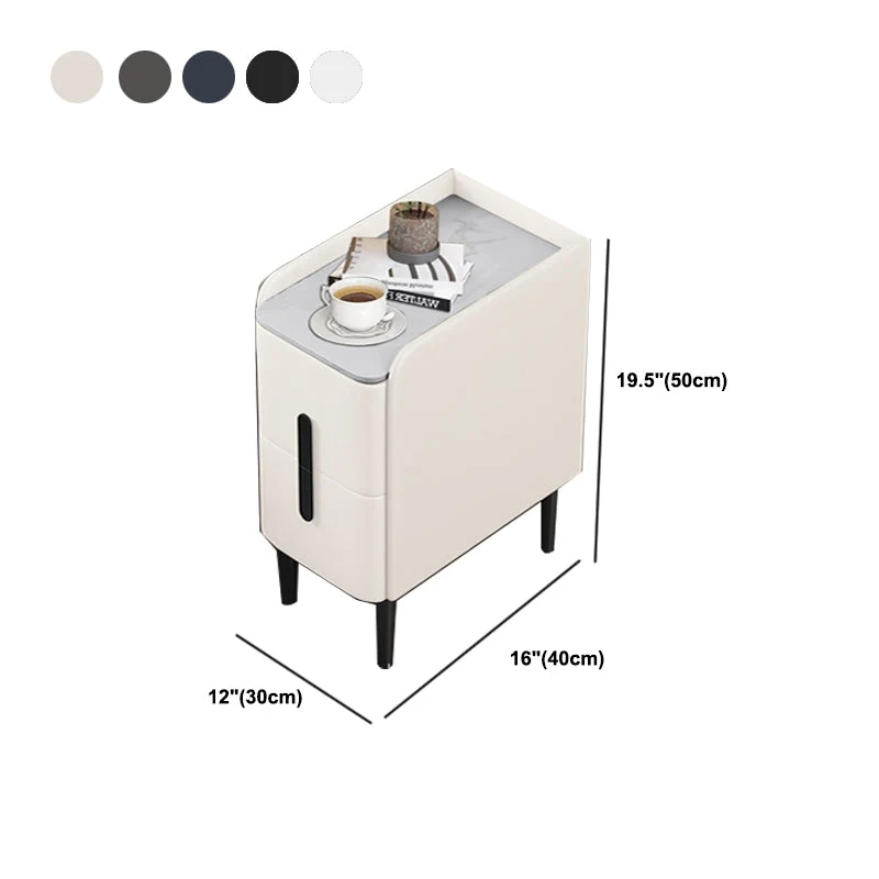 Mesita de noche moderna y contemporánea con 2 cajones, mesa decorativa, mesita de noche Blanco Clearhalo