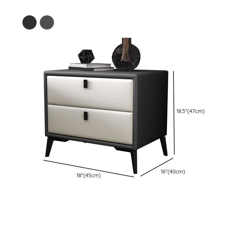 Mesita de noche moderna de cuero con mesa decorativa para dormitorio Gris Clearhalo
