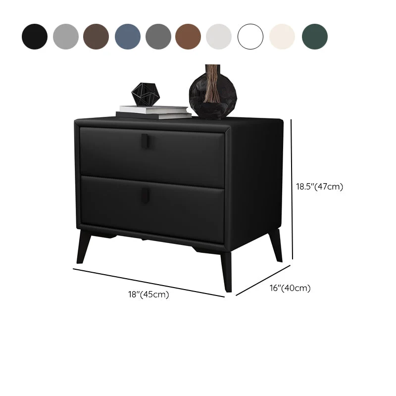Mesita de noche moderna de cuero con mesa decorativa para dormitorio Gris Clearhalo