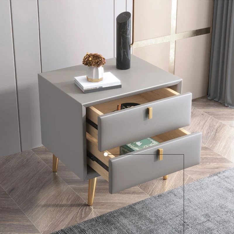 Mesita de noche moderna de cuero para dormitorio Naranja Clearhalo