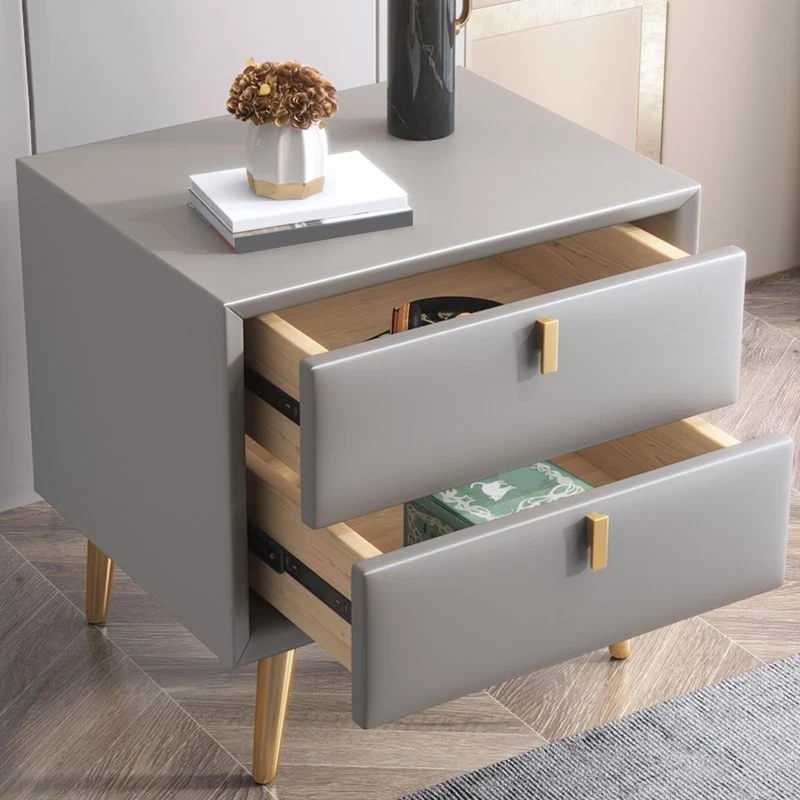 Mesita de noche moderna de cuero para dormitorio Naranja Clearhalo
