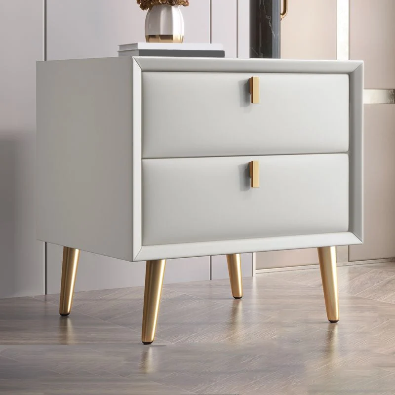 Mesita de noche moderna de cuero para dormitorio Naranja Clearhalo
