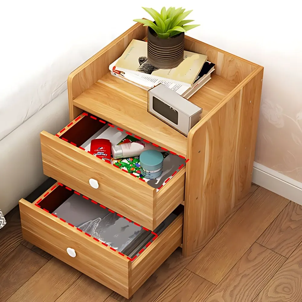 Mesita de noche moderna de madera de 40" de alto con cajón y patas Marron Clearhalo