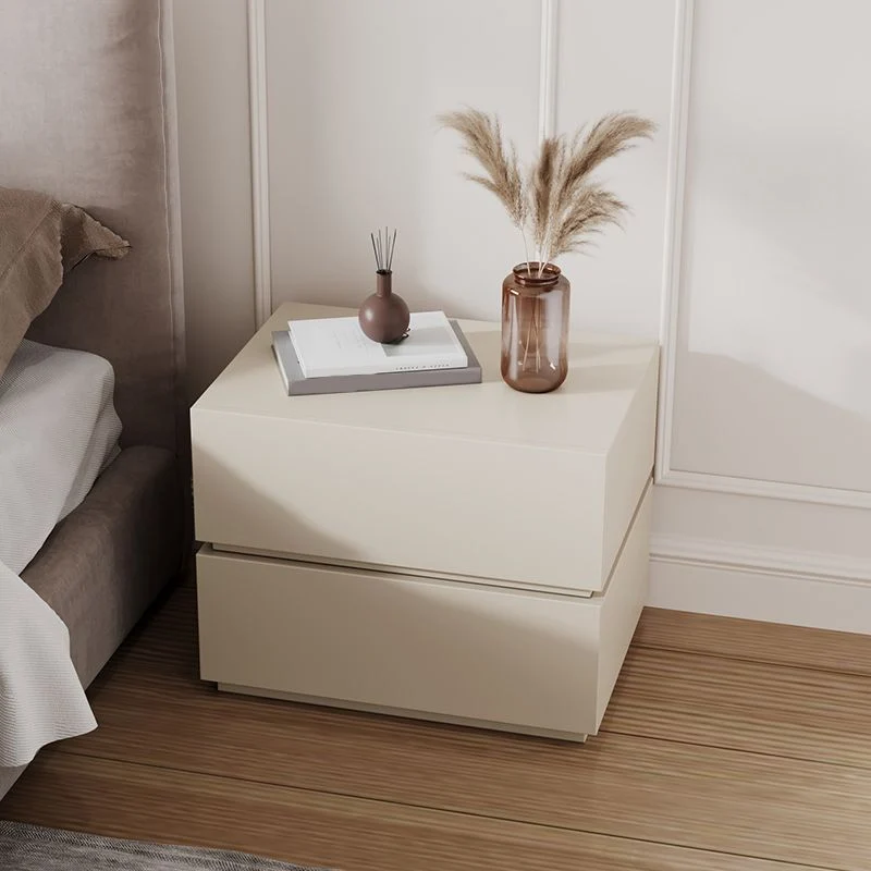Mesita de noche moderna de madera con 2 cajones Blanco Clearhalo
