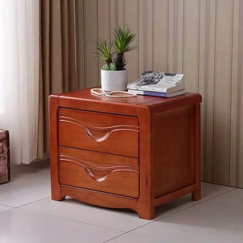 Mesita de noche moderna de madera con 2 cajones Naturales Clearhalo