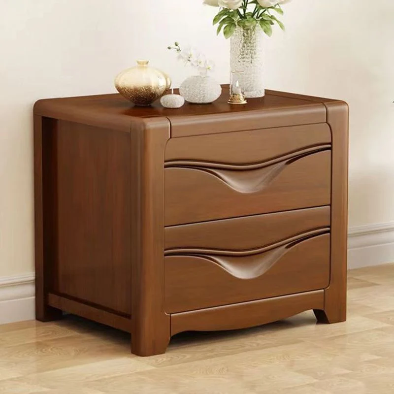 Mesita de noche moderna de madera con 2 cajones Naturales Clearhalo