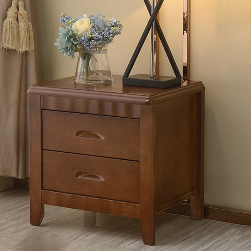 Mesita de noche moderna de madera maciza, 2 cajones de almacenamiento, mesa de noche de roble de 20 pulgadas de alto con p...