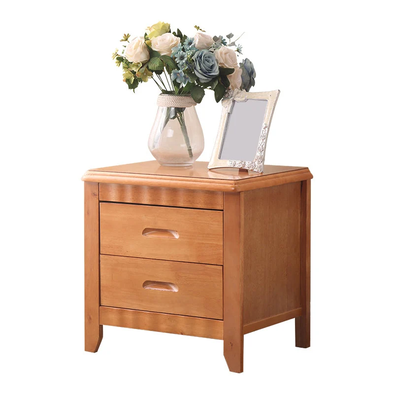 Mesita de noche moderna de madera maciza, 2 cajones de almacenamiento, mesa de noche de roble de 20 pulgadas de alto con p...