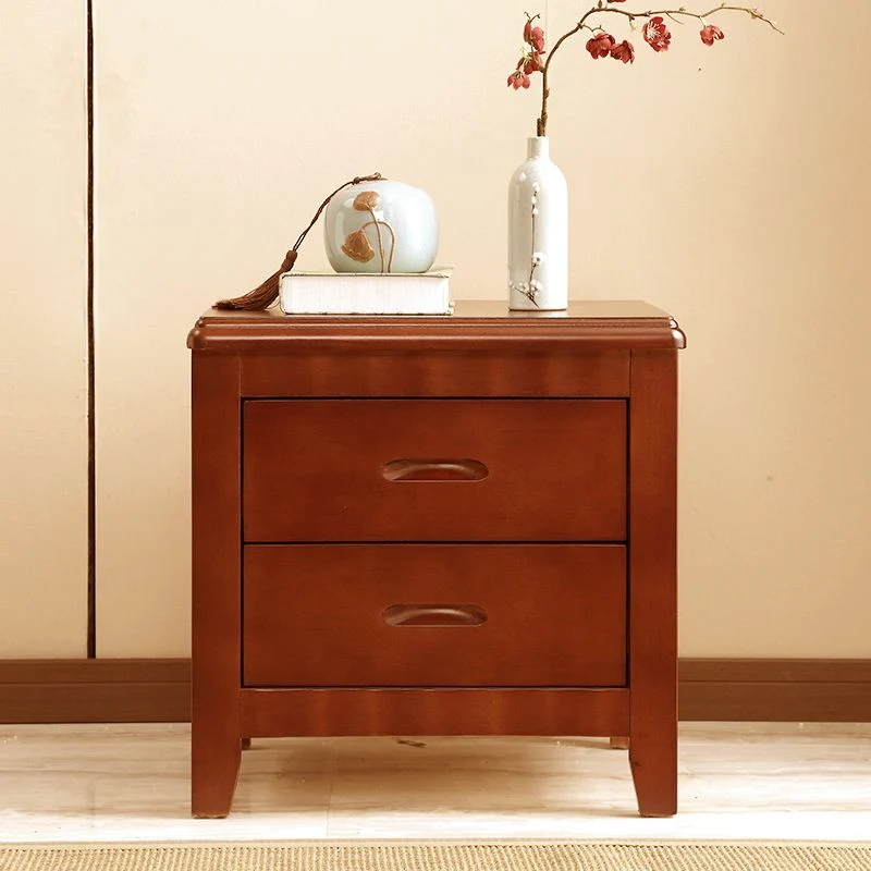 Mesita de noche moderna de madera maciza, 2 cajones de almacenamiento, mesa de noche de roble de 20 pulgadas de alto con p...