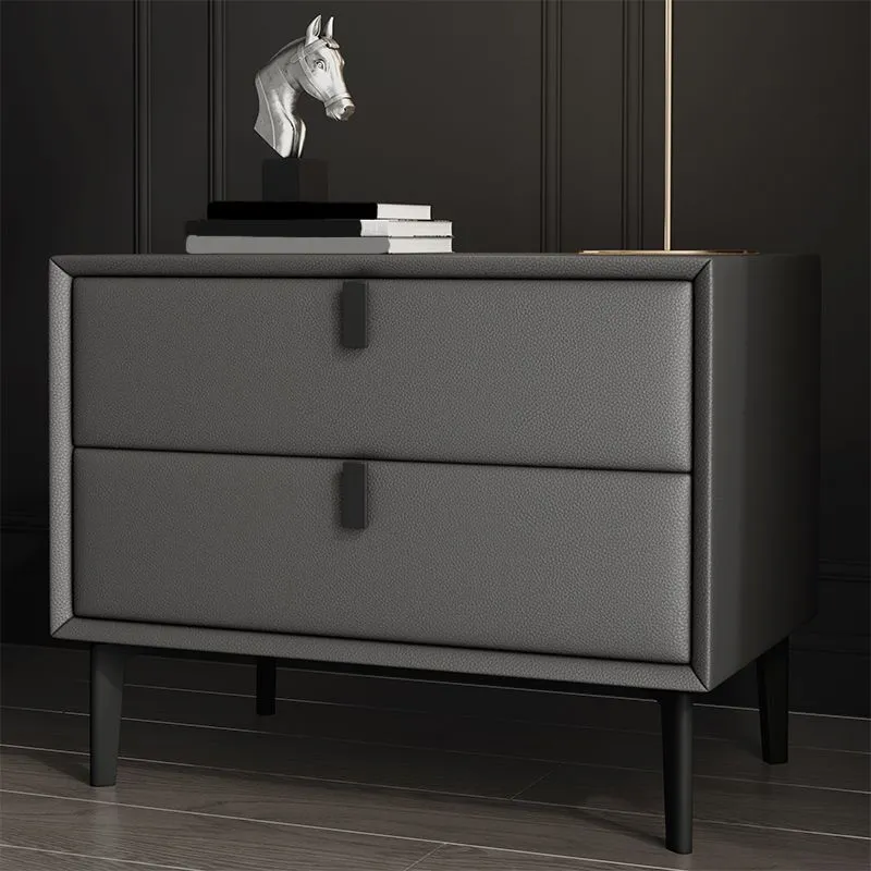 Mesita de noche moderna de madera maciza con 2 cajones de 18,5" de alto Azul Clearhalo