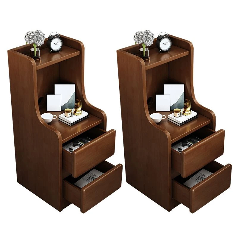 Mesita de noche moderna de madera maciza con 2 cajones para sala de estar Blanco Clearhalo