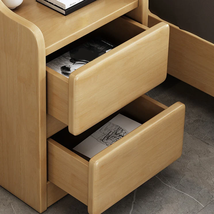 Mesita de noche moderna de madera maciza con 2 cajones para sala de estar Blanco Clearhalo