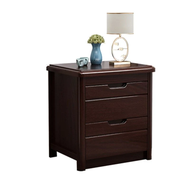 Mesita de noche moderna de madera maciza con 2 cajones, mesita de noche con cajón y cama de almacenamiento Bronceado Clear...