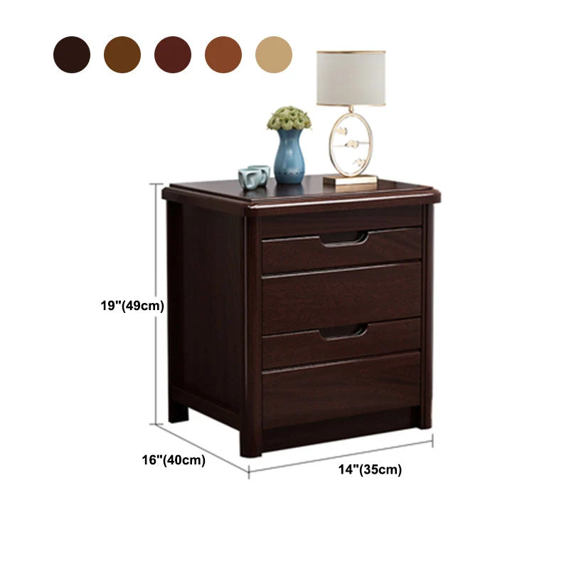 Mesita de noche moderna de madera maciza con 2 cajones, mesita de noche con cajón y cama de almacenamiento Bronceado Clear...