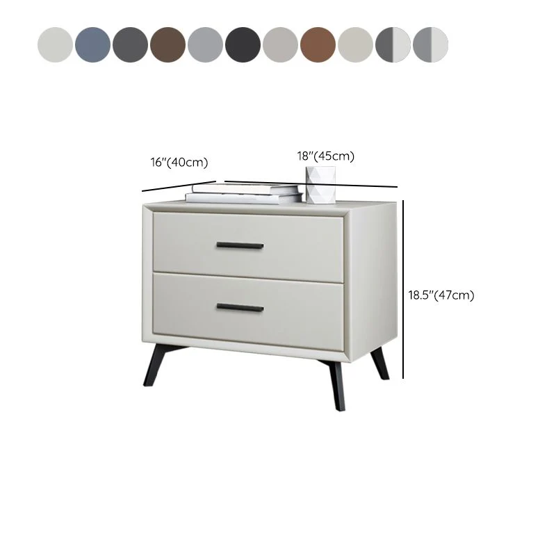 Mesita de noche moderna de madera maciza con 2 cajones Gris Clearhalo