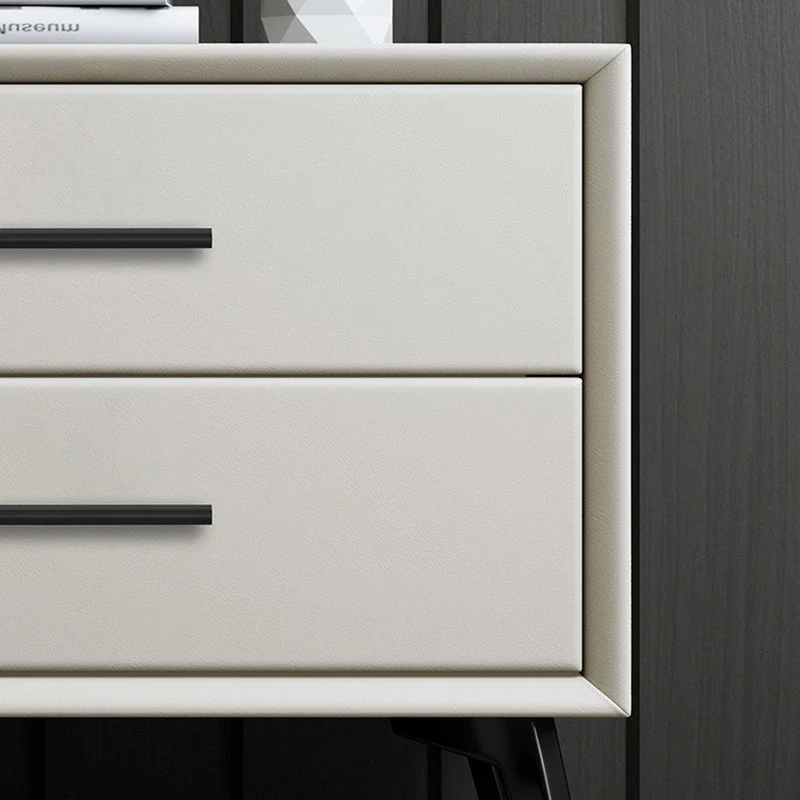 Mesita de noche moderna de madera maciza con 2 cajones Gris Clearhalo