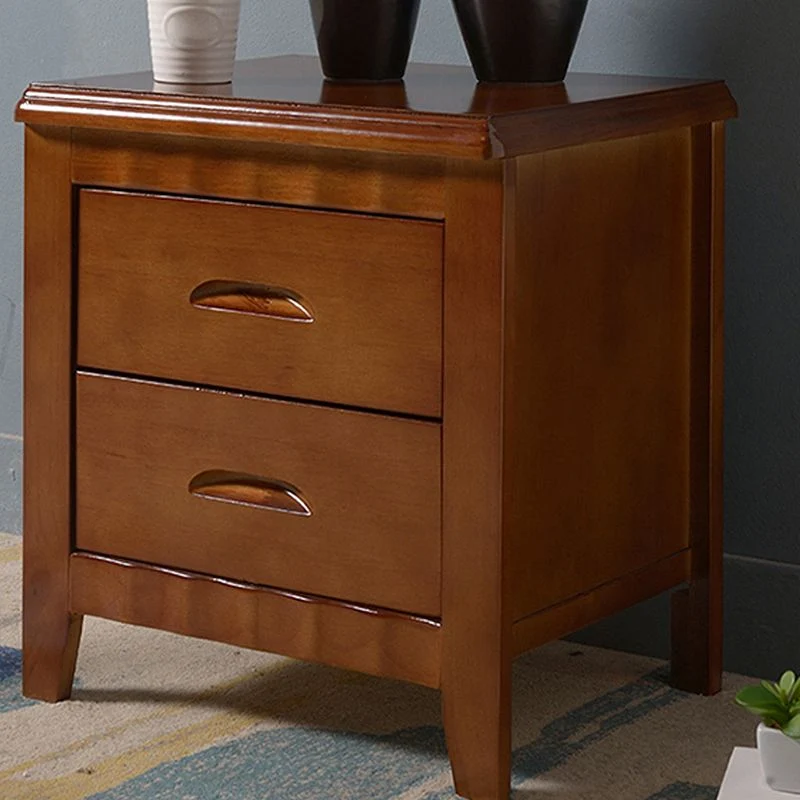 Mesita de noche moderna de madera maciza con cajones Madera Clearhalo