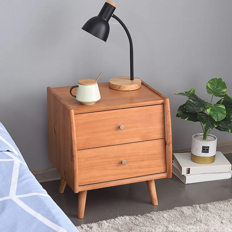 Mesita de noche moderna de madera maciza con 2 cajones, 20" de altura Marron Clearhalo