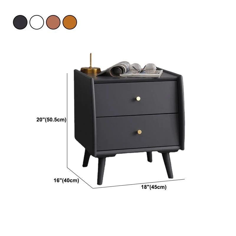 Mesita de noche moderna de madera maciza con 2 cajones, 20" de altura Marron Clearhalo