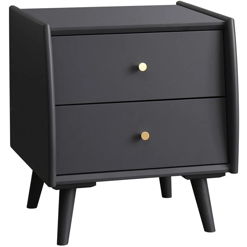 Mesita de noche moderna de madera maciza con 2 cajones, 20" de altura Marron Clearhalo