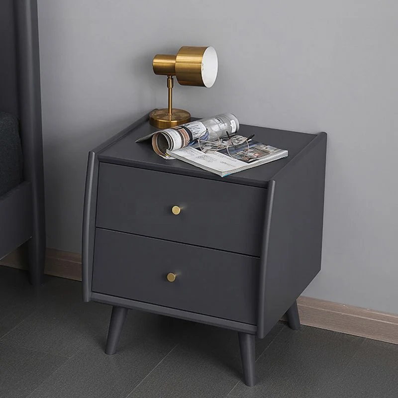 Mesita de noche moderna de madera maciza con 2 cajones, 20" de altura Marron Clearhalo