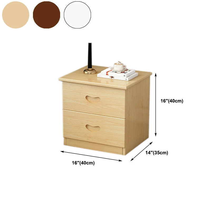 Mesita de noche moderna de madera maciza con 2 cajones Naturales Clearhalo