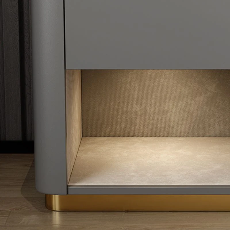 Mesita de noche moderna de madera maciza y pizarra con cajón y cama de almacenamiento Blanco Clearhalo