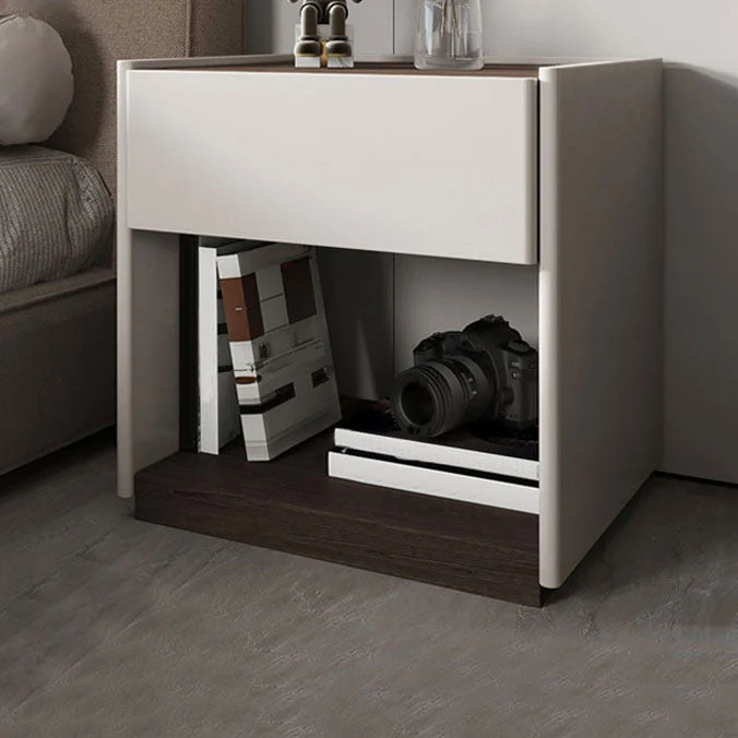 Mesita de noche moderna de madera para dormitorio Nuez Clearhalo