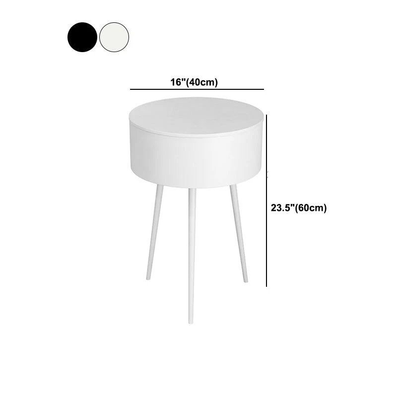 Mesita de noche moderna de metal con patas redondas incluidas, mesita de noche en blanco y negro Negro Clearhalo