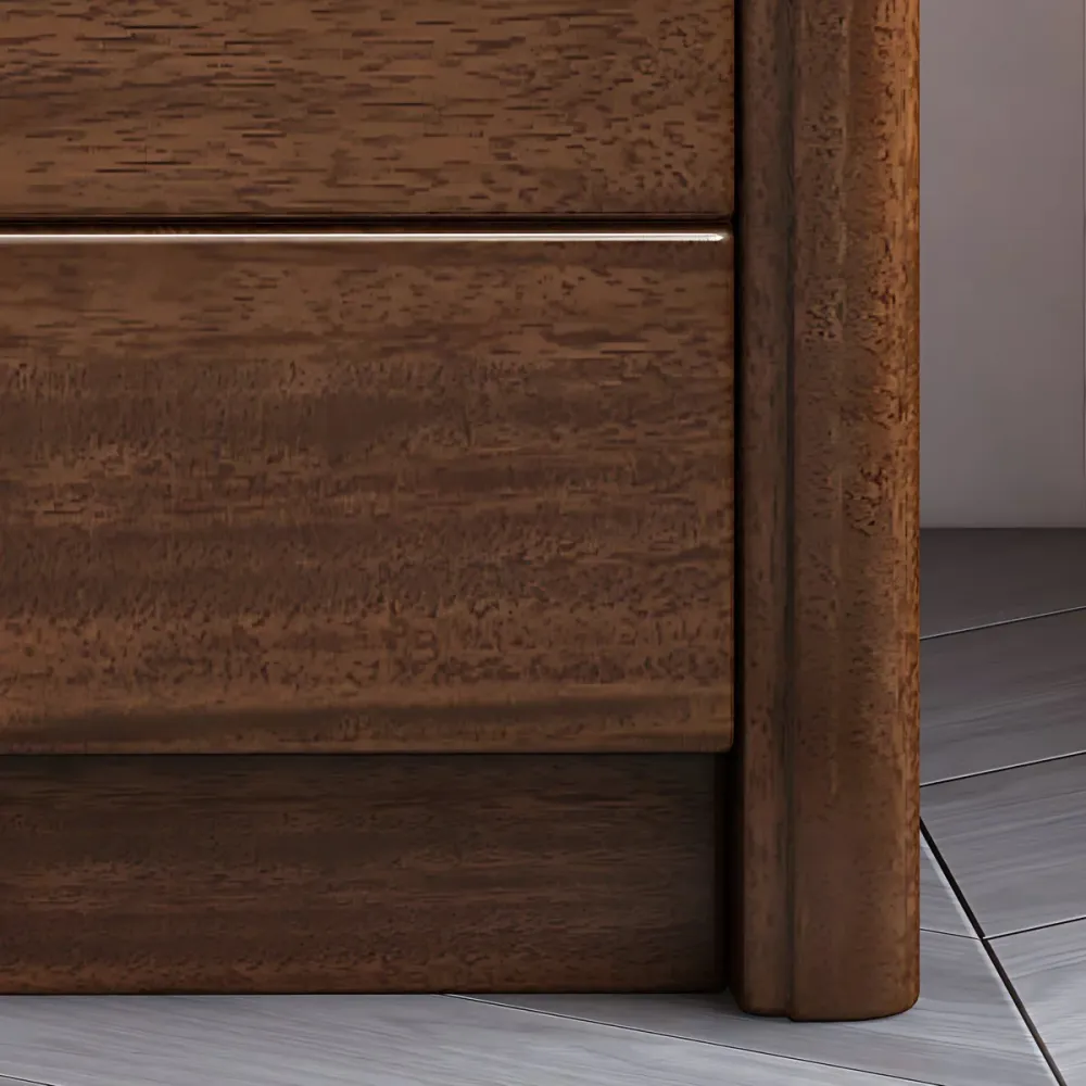 Mesita de noche moderna de nogal con cajones Madera Clearhalo