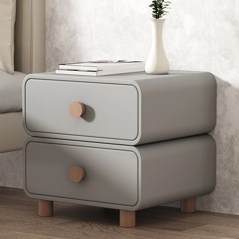 Mesita de noche moderna para cama Mesita de noche de cuero clásica con cajones Cafe Clearhalo