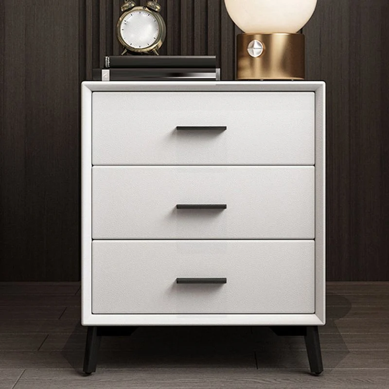 Mesita de noche moderna de pino con cajones y patas para dormitorio Cafe Clearhalo