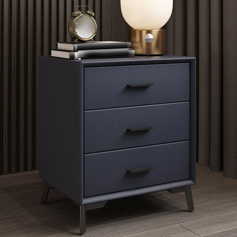 Mesita de noche moderna de pino con cajones y patas para dormitorio Cafe Clearhalo