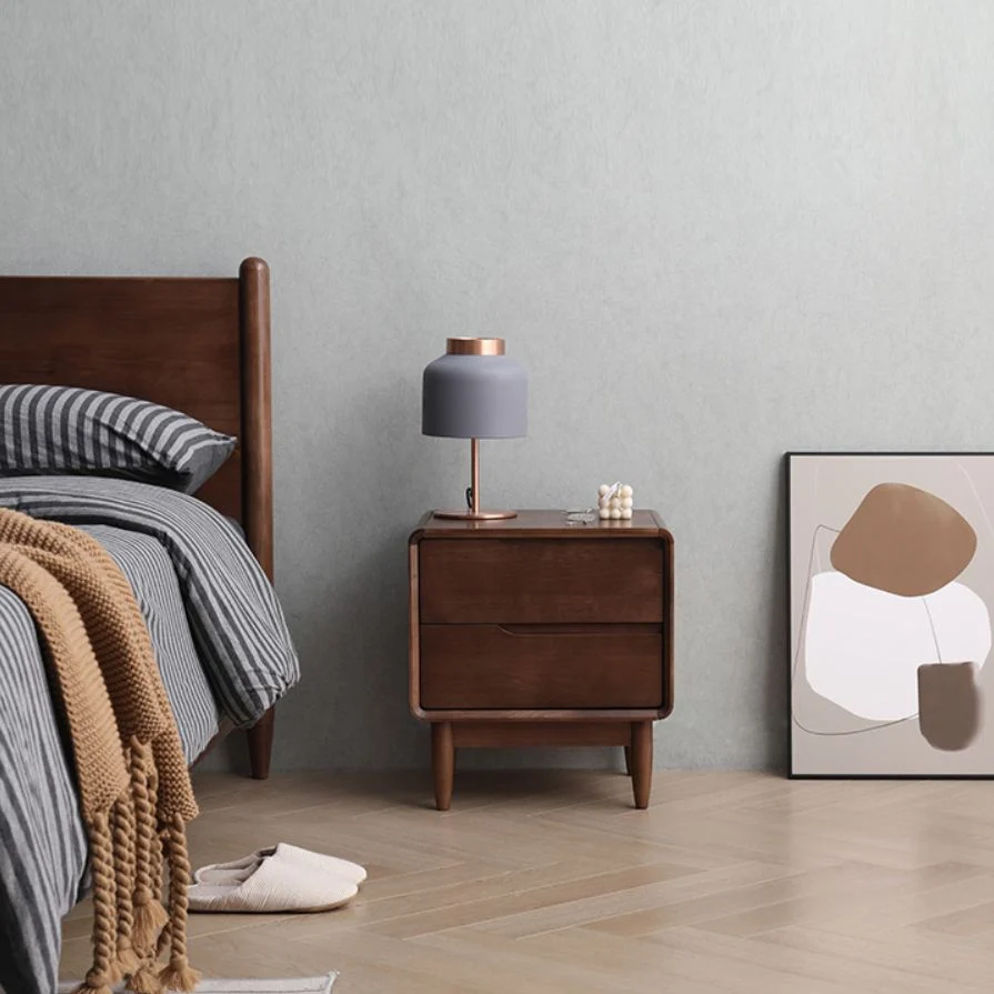 Mesita de noche moderna de pino con cajones incluidos, mesa de noche para dormitorio Gris Clearhalo