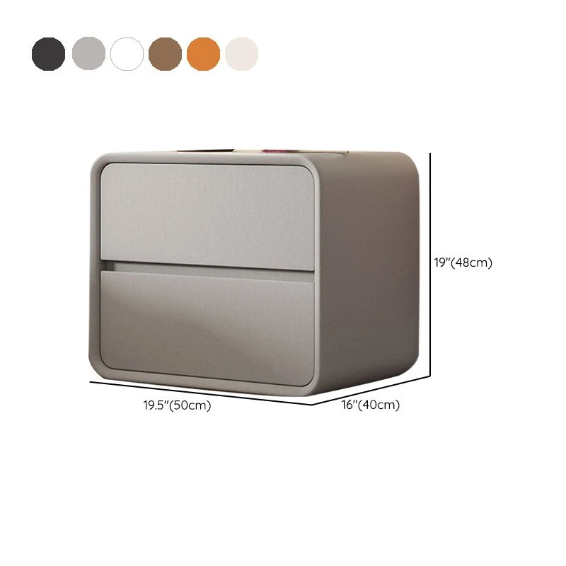 Mesita de noche moderna de pino con cajones incluidos, 19" de alto Gris Clearhalo